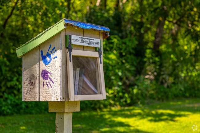 Take or leave a book at the free little library in Bath at Keystone Park.