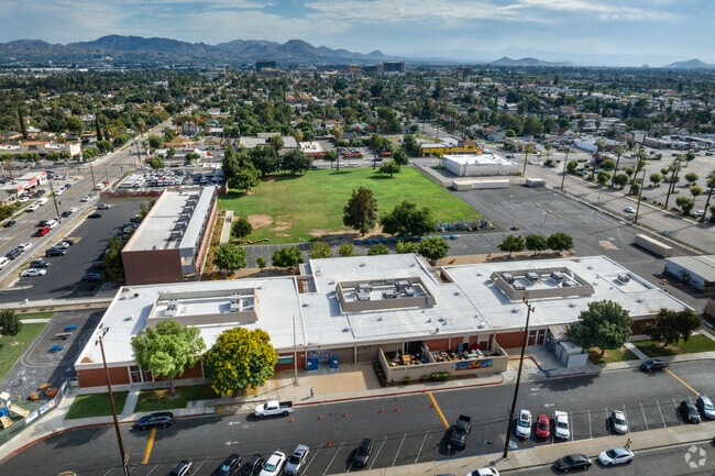A bird’s eye view of the Lincoln Elementary School campus in San Bernardino.