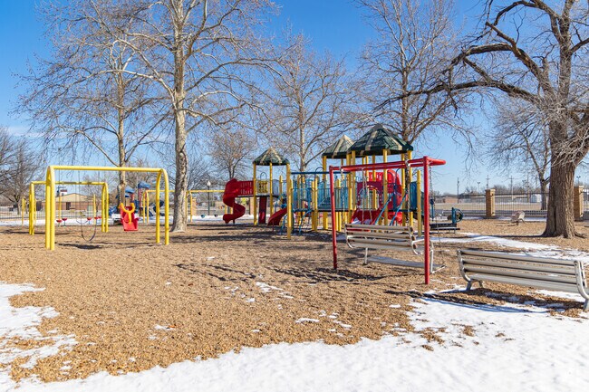 Children can safely play on the Ackley Park playground in Elk City.