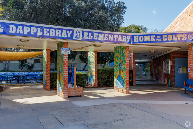 Dapplegray Elementary School has a large campus with many common learning spaces.