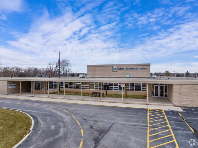 The entry to Lincoln Elementary School in Port Washington.