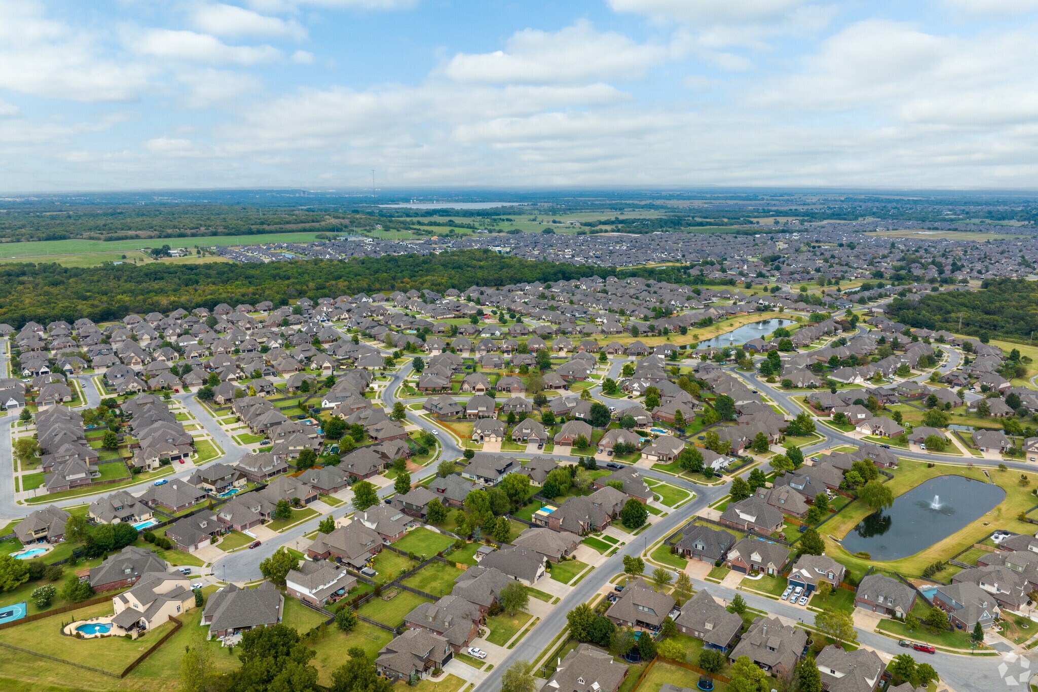 A breathtaking aerial view captures the essence of Lynn Lane, showcasing its natural beauty.