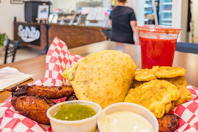 Experience the delicious Arepas at Sofritos Latin Grill in Florence.