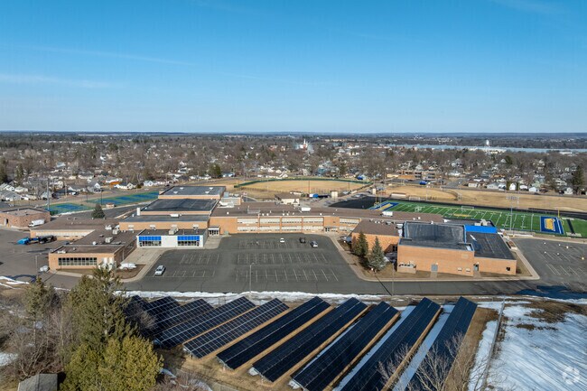 Rice Lake High School has a series of solar panels on campus.