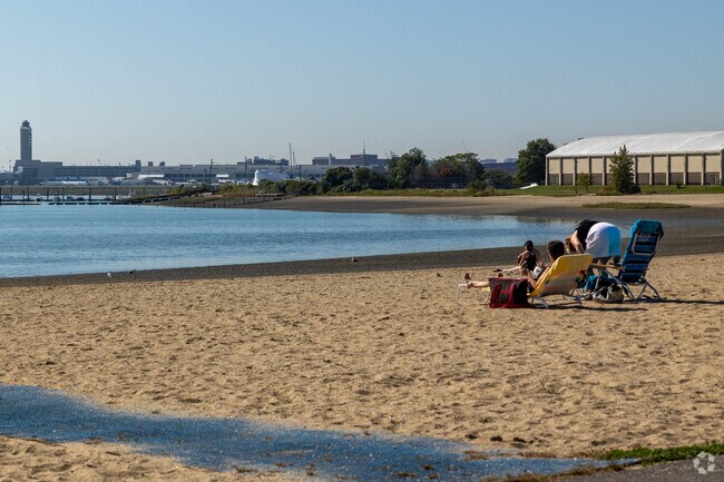 Constitution beach is a fantastic spot in Harbor View-Orient Heights to see planes come and go.