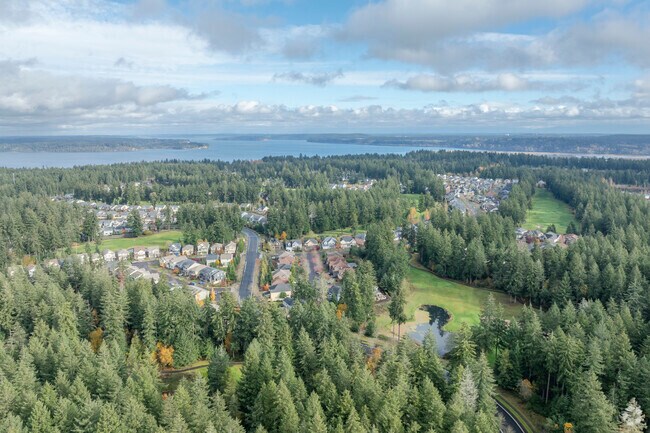 Edgewater Washington is a small town in Olympia with tree lined streets and a golf course.