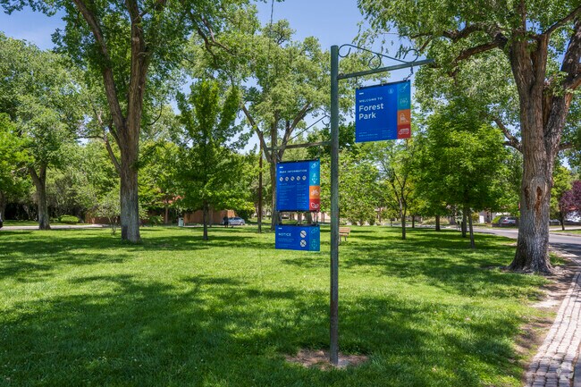 Forest Park is a small, lush park in Huning Castle.