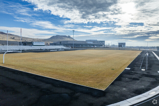 The football field at Procter R Hug High School.