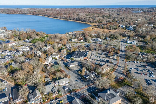 Homes in Orleans sit near lakes and streets that connect residents to local shops and dining.