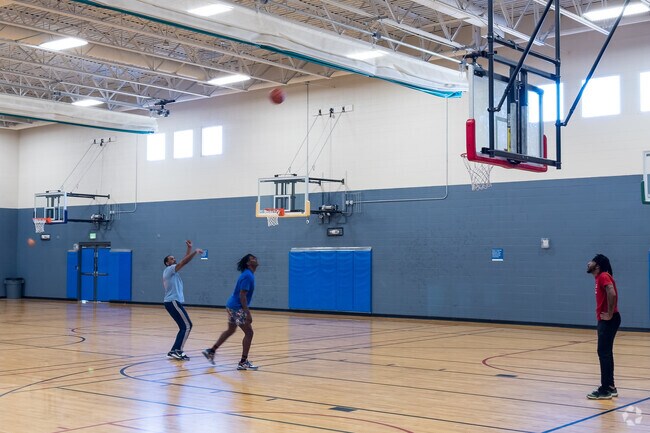 There are multiple indoor basketball courts at the Parker Recreation Center.