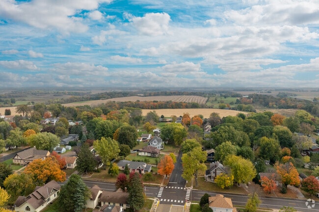 Farm land surrounds Le Center.