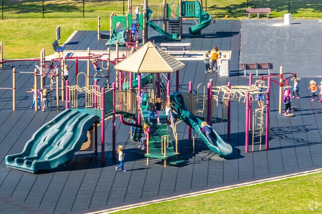 The playgrounds of Mid-Prairie East Elementary keeps students entertained during recess.
