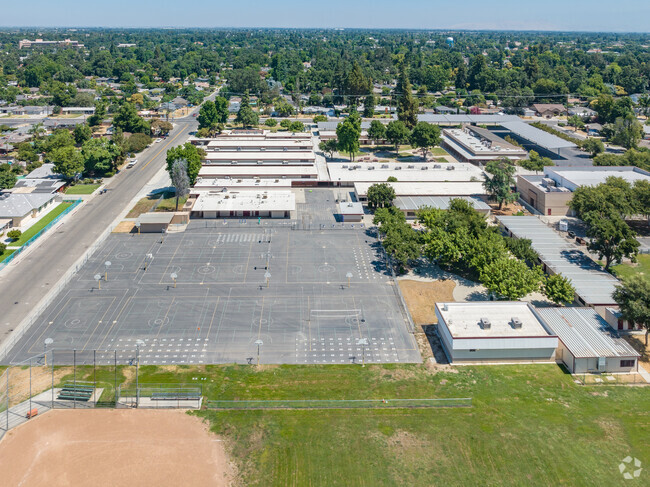 Looking North from the basketball courts at Divisadero Middle School in Visalia.