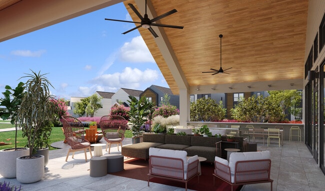 Oxenfree Rowlett covered patio lounge.