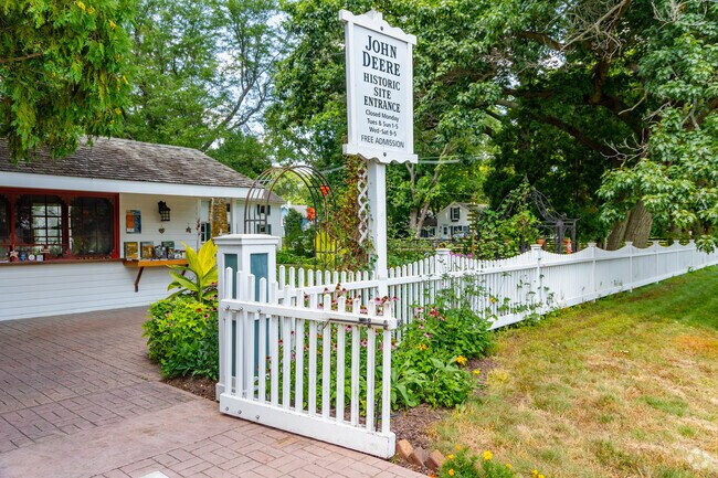 The entrance to the John Deere Historic site welcomes residents and visitors alike to Grand Detour.