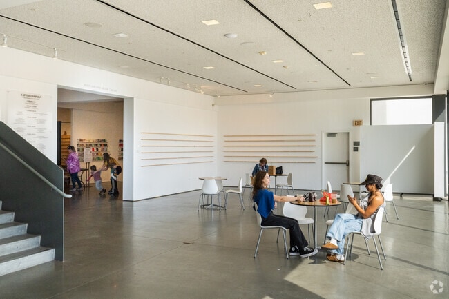 Inside the Oceanside Museum of Art locals can sit and enjoy lunch near East Side Capistrano.
