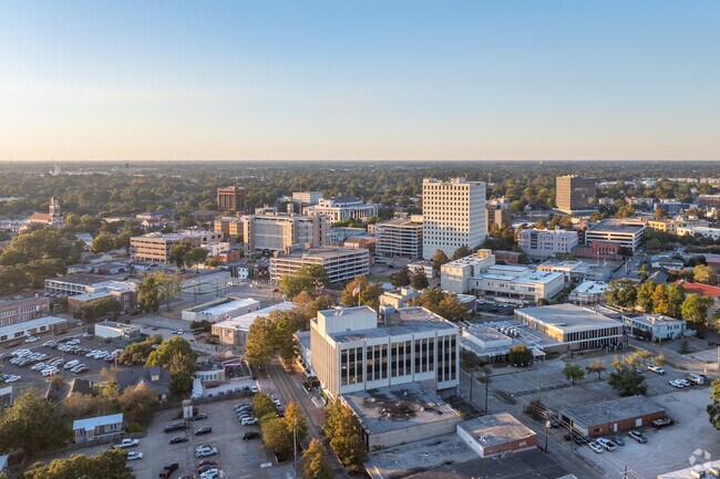 Downtown Lafayette shines in the setting suns light.