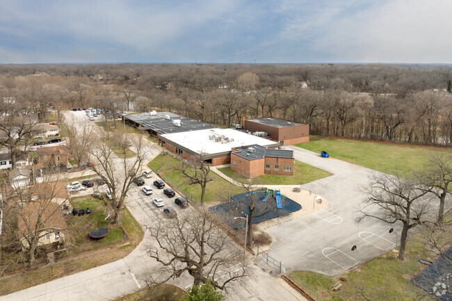 Alexander Hamilton Public Elementary School aerial with playground.