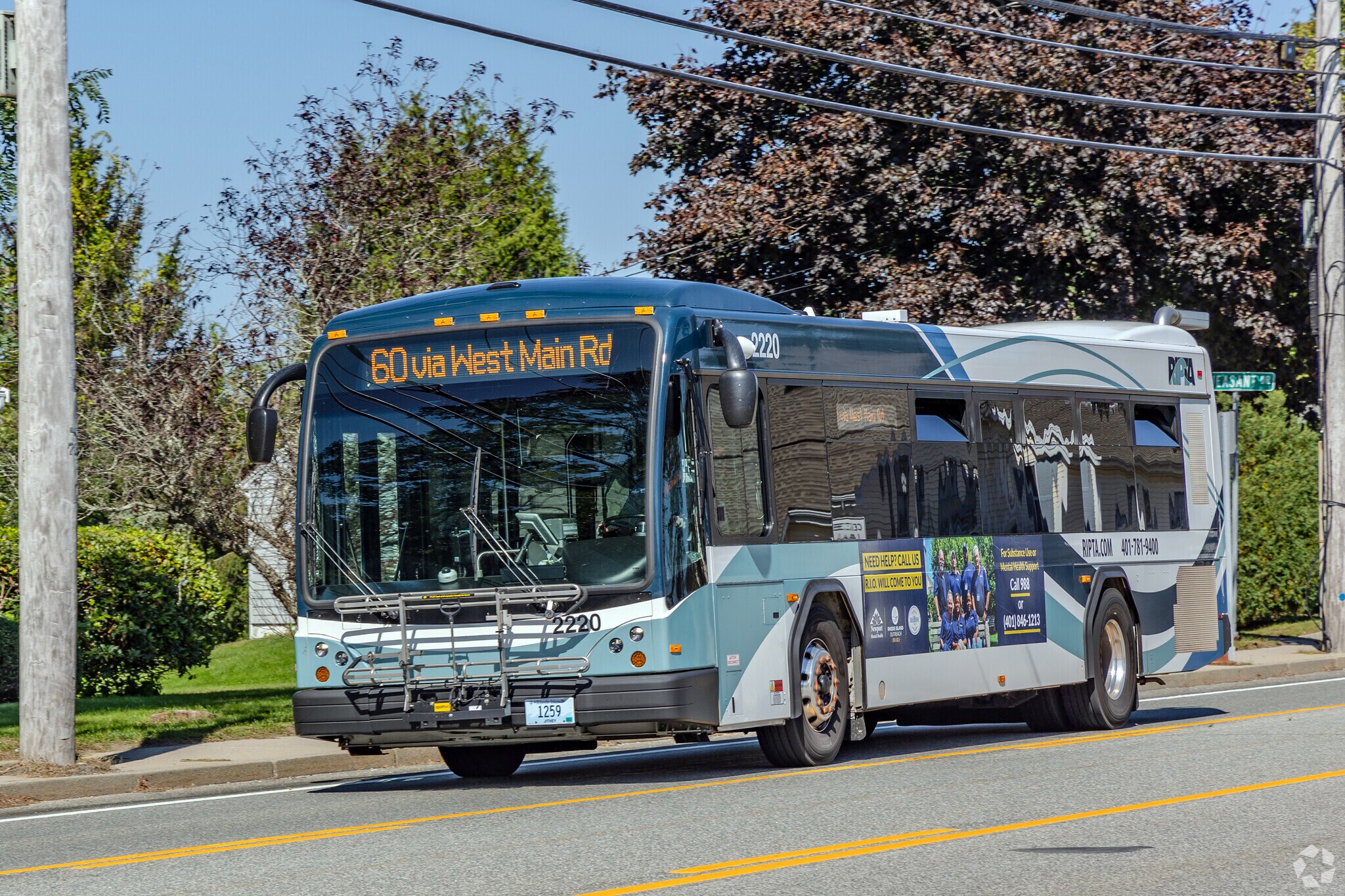 The RIPTA bus route along West Main Street in the Pocasset Heights neighborhood runs every hour.