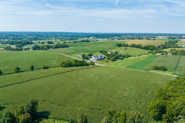 Farm land fills much of Lampeter.
