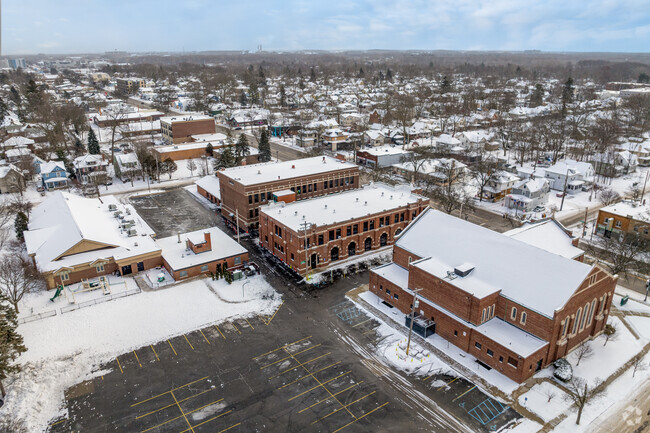The back of Resurrection School as seen from the air.