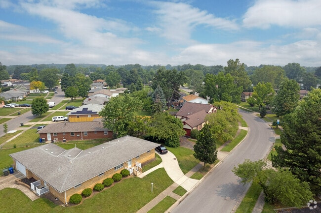 The neighborhood has large lots with lush foliage.