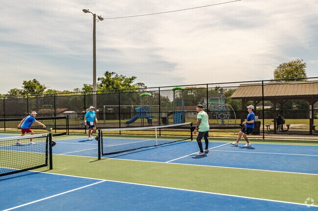 Lakeside residents enjoy the newly rehabbed pickle pall courts at W.E Varnes Park.