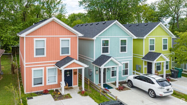 The newer home styles in the neighborhood of West Buechel are colorful Townhomes and there are more being built.