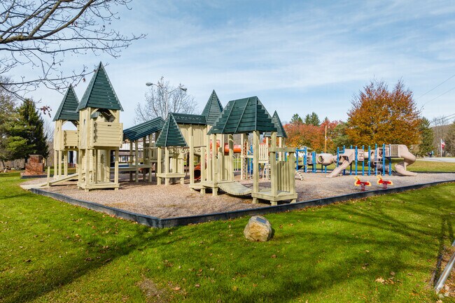Holland Veteran's Memorial Town Park features play grounds, picnic areas, and a baseball field.