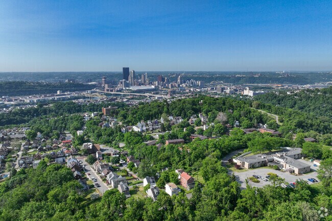 Aerial of Spring Hill City View facing Downtown Pittsburgh.