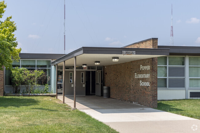 Pepper Elementary School's front entrance in Oak Park.