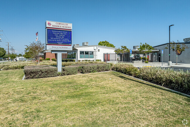 The sign at the front of Corvallis Middle School in Norwalk.