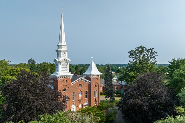 The First Congregational Church overlooks the town center of Branford.
