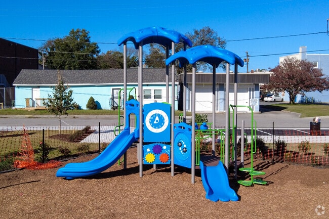 This small playground at Five Points Civic Park and Plaza is great for younger children.