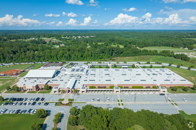 Aerial of Loganville Middle School highlights its amenities.