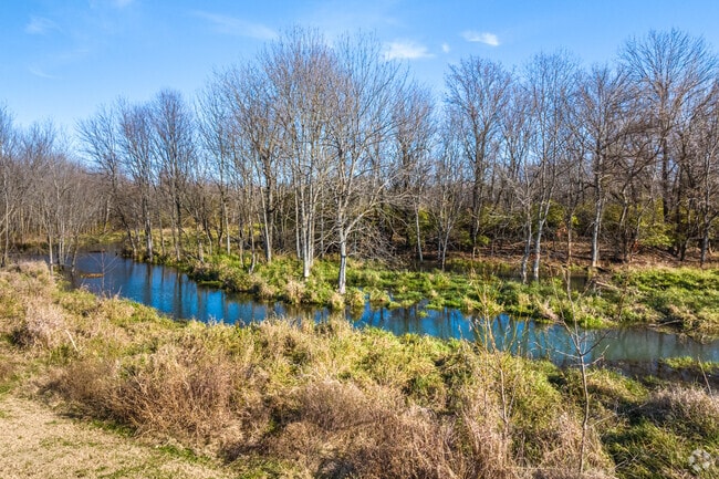 Clabber Creek winds runs through Underwood Park and the trail follows the creek.