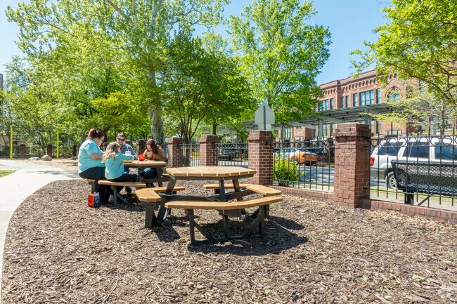 Picnic tables are plentiful at Elmwood Ray Lynch Park.