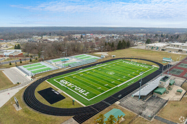 New Castle High School is the home of the Trojans.