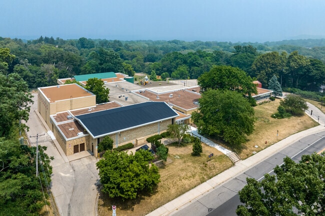 An elevated view of Crestwood Elementary School.