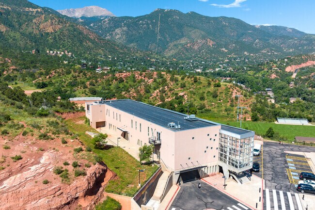 Manitou Springs Middle School is on a bluff that overlooks Manitou Springs.