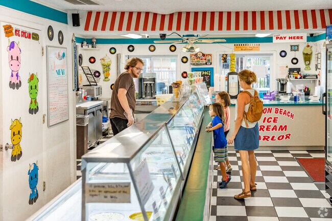 Hudson Beach Ice Cream Parlor is a popular spot for locals and their children.