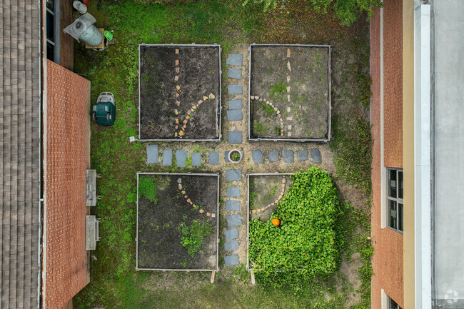 The Mehfoud Elementary School features a small garden for students to grow produce and flowers.