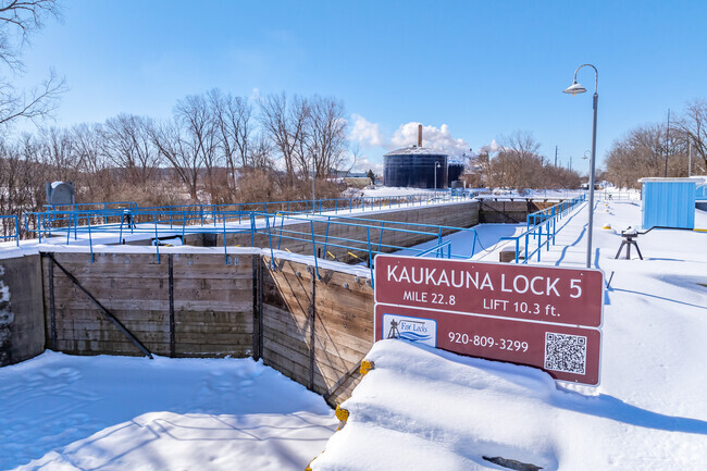 Kaukauna's historic lock system is used by boaters to navigate the Fox River.
