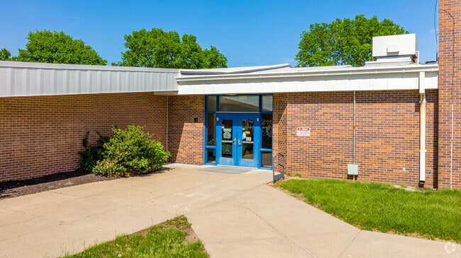 front of school, entrance & façade