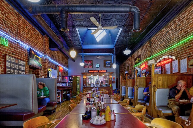 Louie M's in Vinton Street offers delicious burgers with an old-school diner feel.