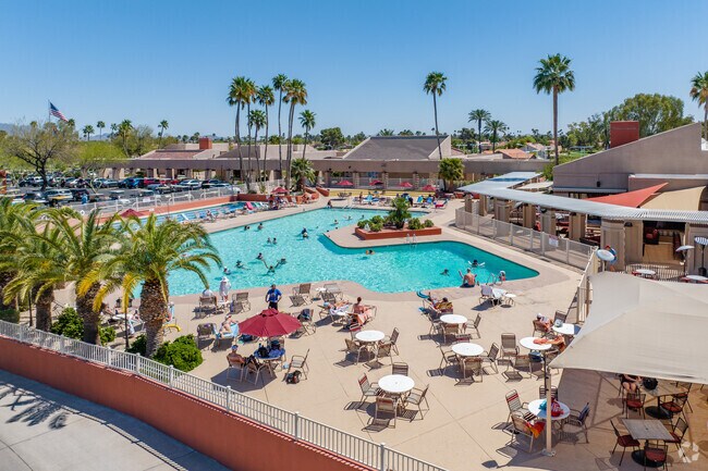 The pools at the local clubs in Sun Lakes are popular spots to cool off in the heat.
