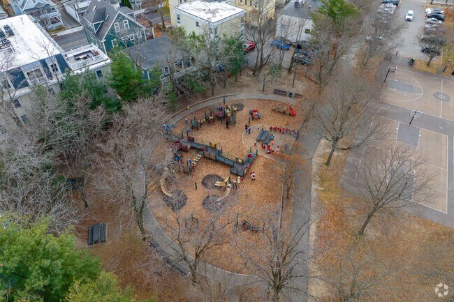 Students love the playground area behind Cambridge Montessori School in Neighborhood Nine.