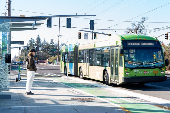 Public transportation is made easy with many bus stops throughout the neighborhood.