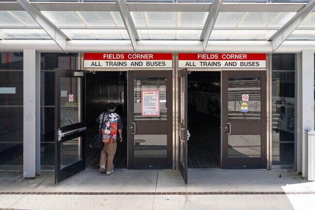 The Fields Corner train station provides red line train access and bus lines daily.