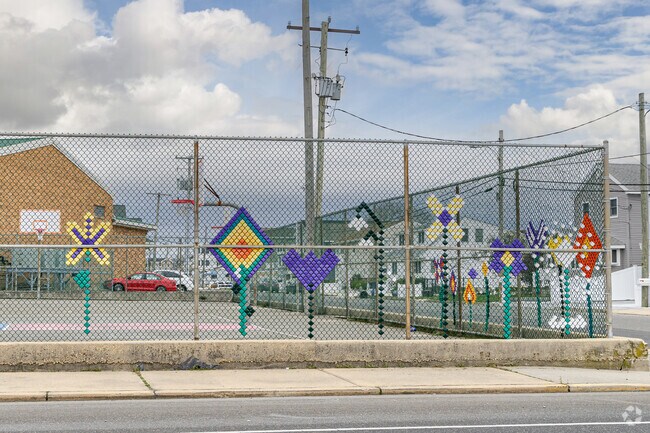 LBI School decorates the fence along the playground to show school pride.